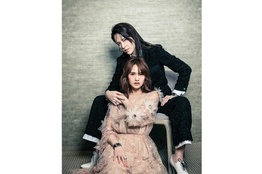 Rainie Yang and Tiffany Ann Hsu pose for fashion magazine