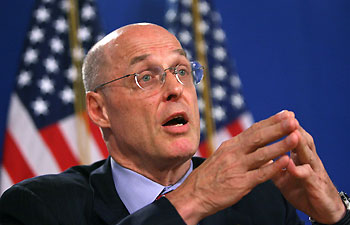 U.S. Treasury Secretary Henry Paulson speaks during a news conference after G7 meetings in Singapore September 16, 2006.