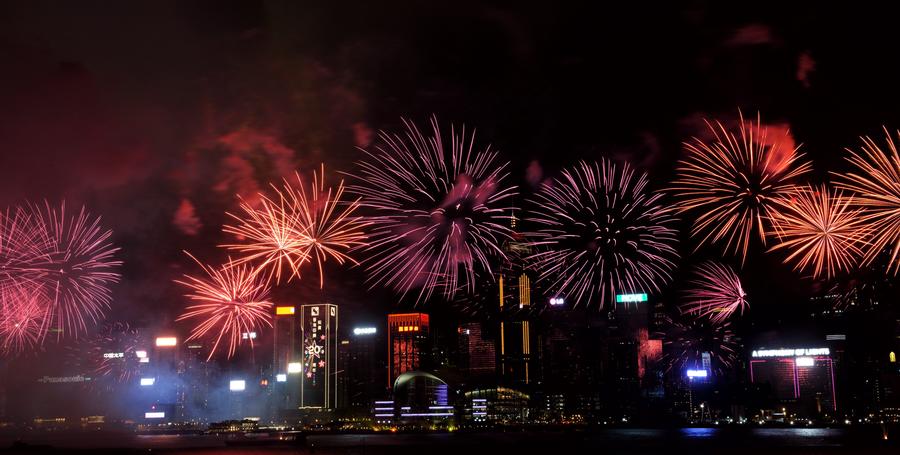 Fireworks show held to mark HK's 20th return anniversary