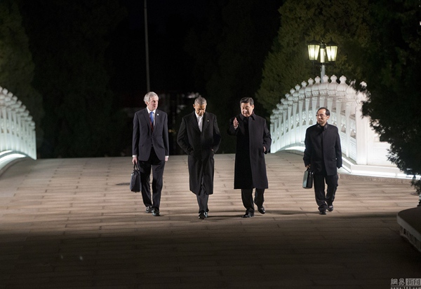 Relaxed stroll sets mood for Xi, Obama