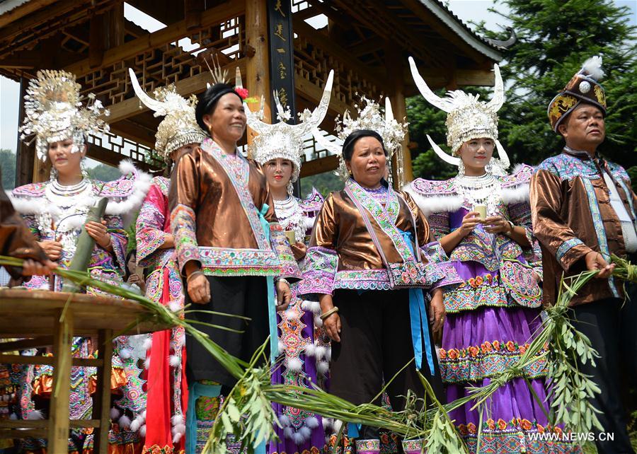 Miao ethnic group celebrate local festival in S China