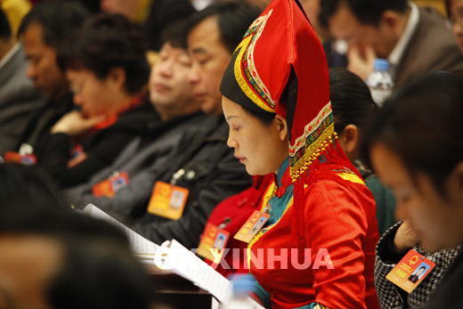 少數(shù)民族代表聽取報告