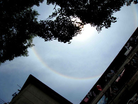 福州市上空突現日暈奇觀 專家稱實屬少見