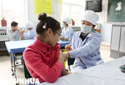 天津：學校開始接種甲型流感疫苗工作