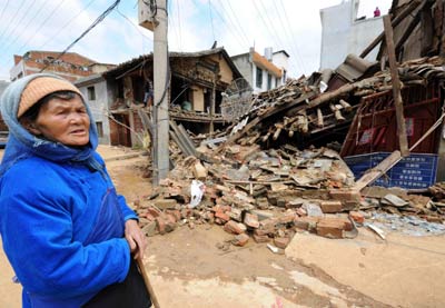 云南馬龍縣城水位消退　全面清理正在進行