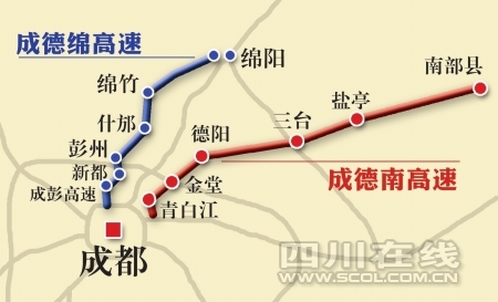 2012年成德南、成德綿高速通車