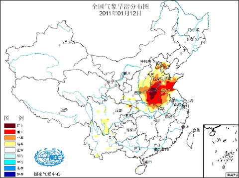 中國(guó)北方大部降水稀少 九省市遭遇冬旱大考