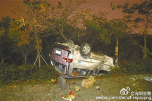 廣深高速沙井段：車行高速突爆胎側翻 1人被拋車外死亡