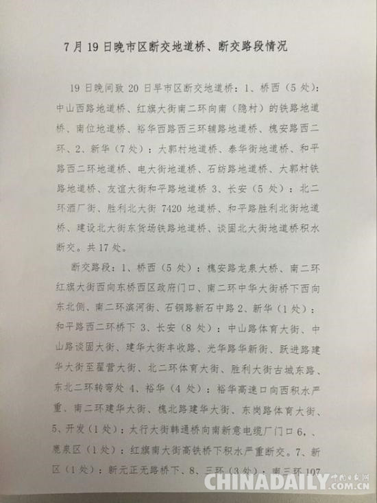 石家莊交管局發布市區斷交地道橋、斷交路段情況