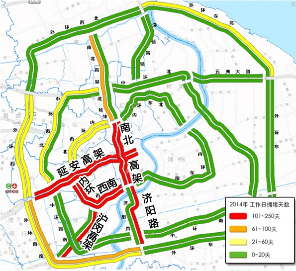 滬發布2014交通運行年報：上海今年更加堵