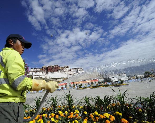 六萬盆鮮花裝點節日拉薩