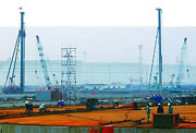 An undated file photo shows the construction site of the Zhenhai oil reserve