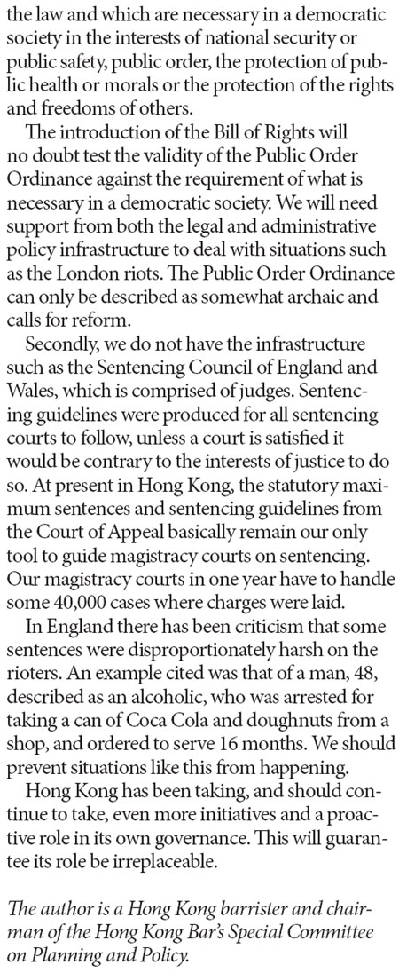 England riots provide good lesson for HK