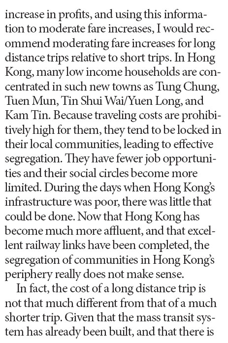 MTR should handle fare hikes moderately with sensitivity