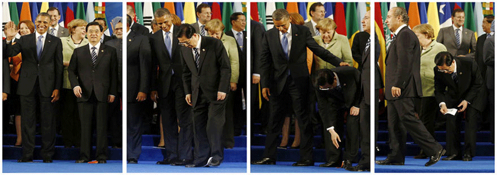 中外網民贊嘆胡錦濤主席細心拾起中國國旗