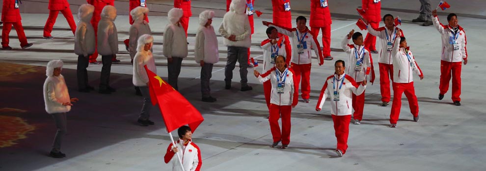 索契冬奧會開幕式：中國代表團入場