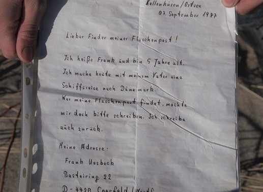 24年前德5歲男孩投放漂流瓶 俄少年今朝撿到成佳話