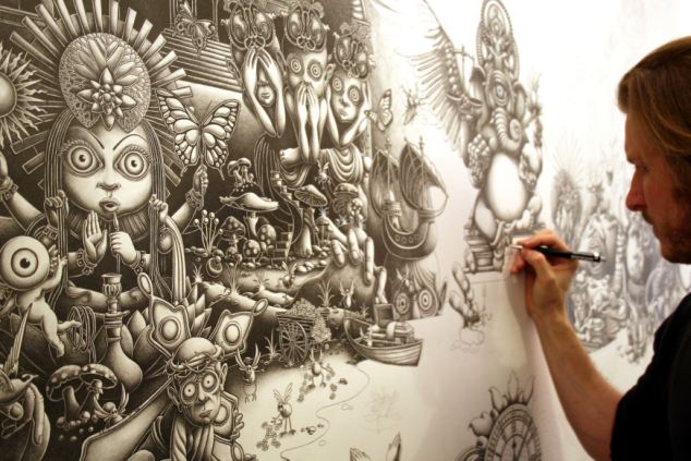 圖:美國男子花費(fèi)10個(gè)月繪制巨幅鉛筆畫