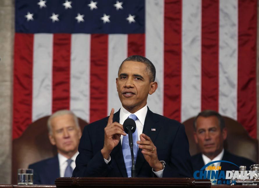 奧巴馬發表年度國情咨文 向米歇爾揮手致意
