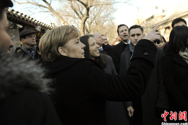 德國總理默克爾游覽北京南鑼鼓巷文化街(組圖)