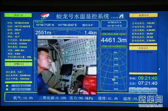 “蛟龍”號第二次下潛達6965米 再創(chuàng)新紀錄