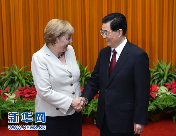 胡錦濤會見德國總理默克爾