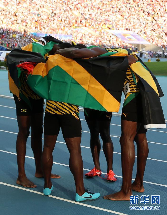 田徑世錦賽：牙買加隊力拼美國 獲男子4X100米接力冠軍