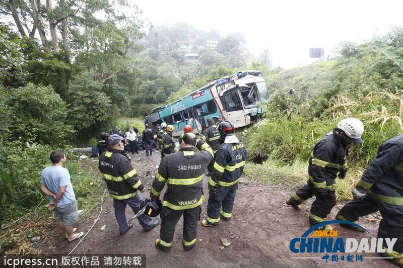 巴西一輛大巴墜入山谷至少14人死亡(圖)