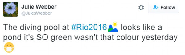 里約“綠池”引選手網友吐槽