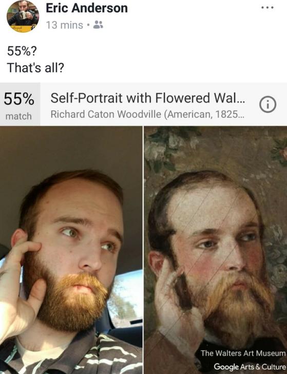 谷歌應用“名畫匹配”功能：測測你和哪幅名畫撞臉了