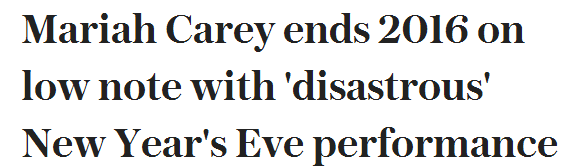 瑪利亞·凱莉跨年夜演砸了!看外媒如何報道“車禍現(xiàn)場”