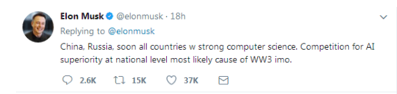 馬斯克：人工智能或導致第三次世界大戰
