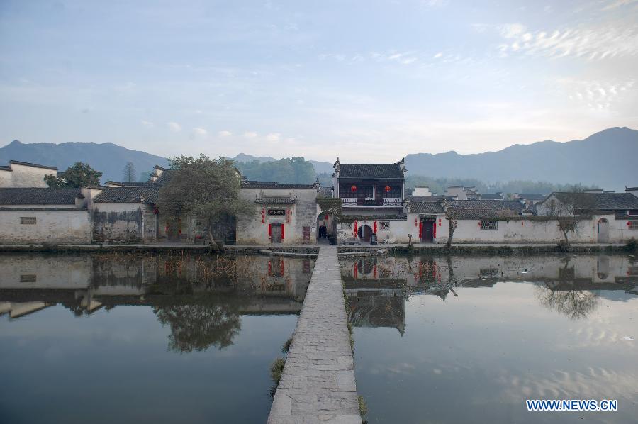 Morning scenery of local residences in Hongcun