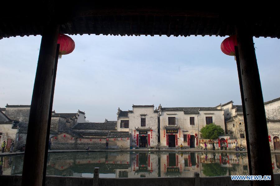 Morning scenery of local residences in Hongcun