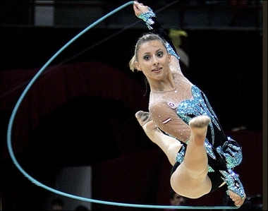 Rope moves : Australian Caroline Weber performs a routine with the rope during the 23rd European Rythmic gymnastics championship in Baku.
