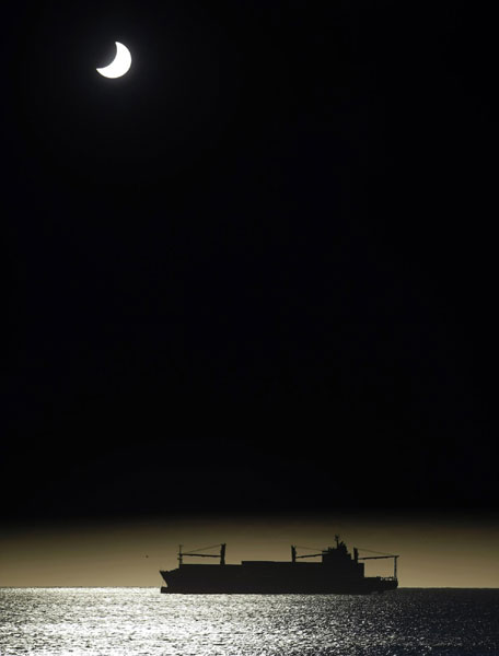 Seascape during a solar eclipse in Chile