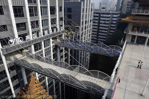 Pedestrian bridges stick out at 68.5 meters