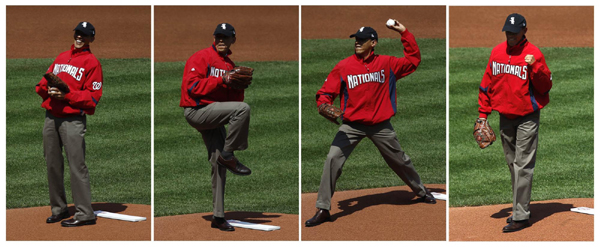 美國總統奧巴馬為職棒聯賽開球