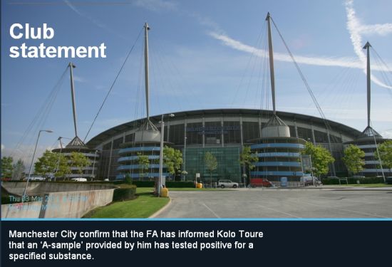 曼城宣布鐵閘無限期停賽 阿森納舊將藥檢陽性