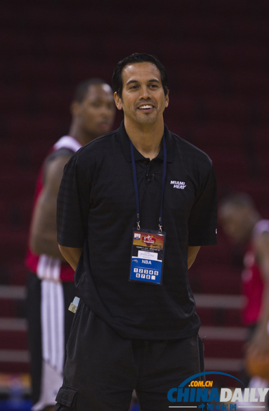 NBA中國賽：熱火隊賽前訓練亮相萬事達中心