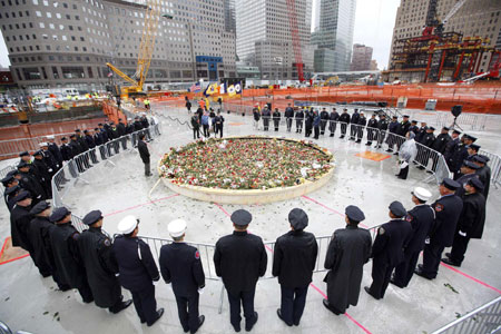 Eighth anniversary of 9/11 marked in rain