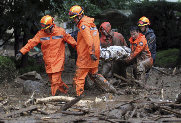 Army drafted in as storms batter Seoul; 53 dead or missing